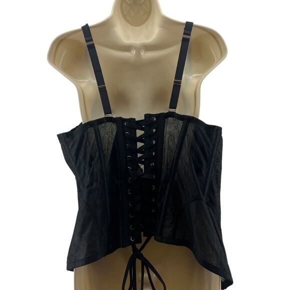 Savage X Fenty Embroidered Lace Corset Black Womens Plus Size 1X - Picture 8 of 10